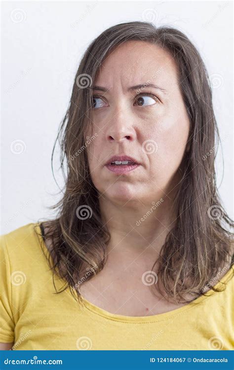 A Woman With A Fear Expression Stock Image Image Of Depression