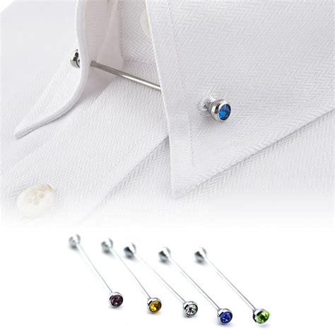 Crystal Colored Collar Pin Bars Pin Collar Shirt Collar Bar Collar