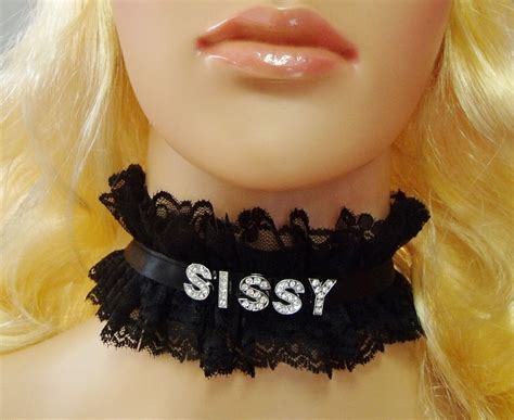 Any Size Personalized Choker Black Lace Lock Sissy Bdsm Ddlg Cum Slut