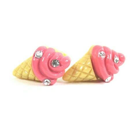 Ice Cream Post Earrings Pink Earrings Ice Cream Cone Stud Earrings Food Earrings Pink