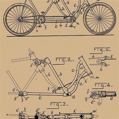 1897 Patent Velocipede Tandem Bicycle Archival History Invention