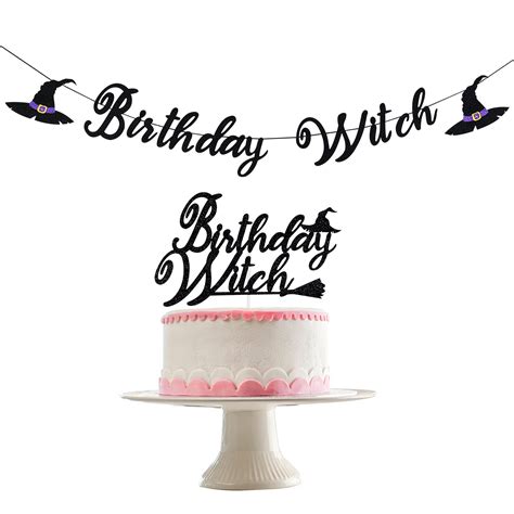 Buy Black Glitter Birthday Witch Banner And Black Glitter Birthday