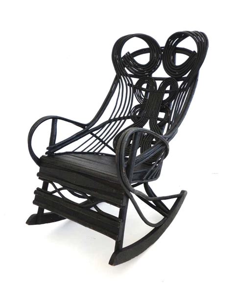 Amazing 19th C Original Black Painted Bentwood Rocking Chair At 1stdibs