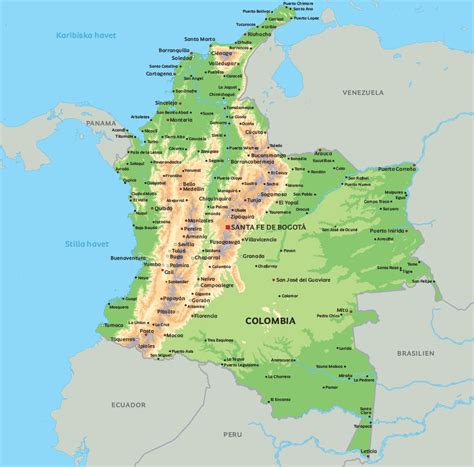 Karta Colombia Se Exempelvis Huvudstaden Bogotá