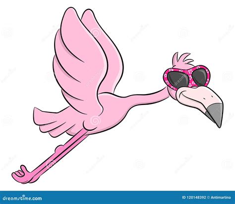Cartoon Flamingo With Sunglasses 93950825