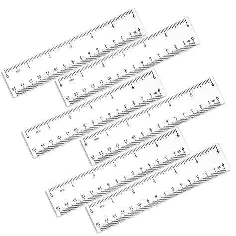 Buy 6 Pack 6 Inch Ruler Plastic Ruler Straight Ruler Plastic Measuring