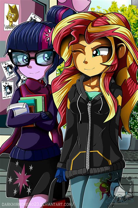 Mlp Eqg Twilight And Sunset Shimmer By Darkmirroremo23 On Deviantart