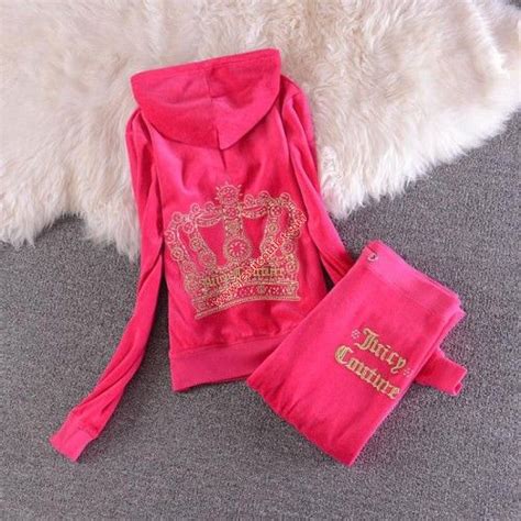 Juicy Couture Sequin Crown Velour Tracksuit 2205 2pcs Women Suits Pink