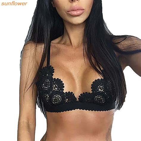 sexy bra fashion floral lace wire free bra eyelash bustier sheer bralette unpadded crop top