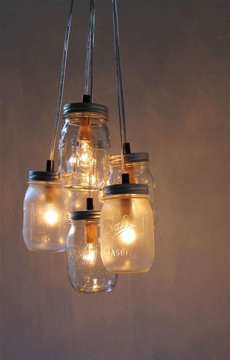 Mason Jar Chandelier Hanging Mason Jar Lighting Fixture Clustered