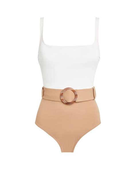 Evarae Synthetic Two Tone Cassandra Swimsuit In Beige Natural Lyst