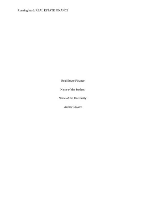 Real Estate Finance Study Material And Solved Assignments