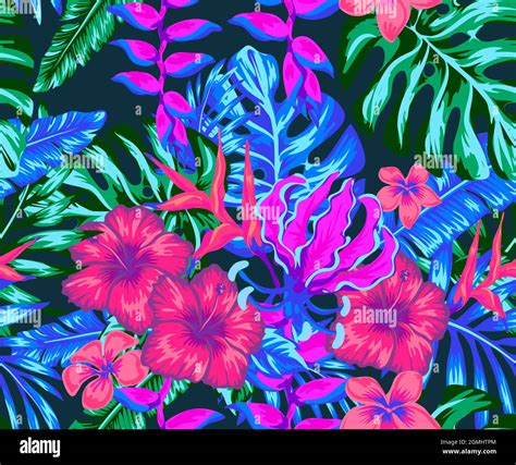Neon Tropics Wallpaper Nature Tropical Punk Seamless Vector Pattern