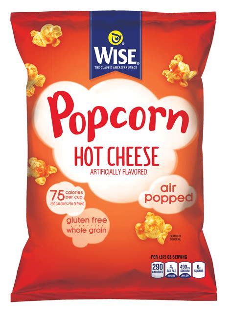 Wise Snacks Popcorn Hot Cheese 0625 Ounce 36 Count Gluten Free Whole Grain Air Popped