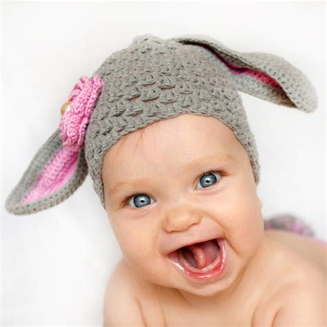 Smiling Baby Like A Bunny Or Lamb Stock Photo Image Of Child Little