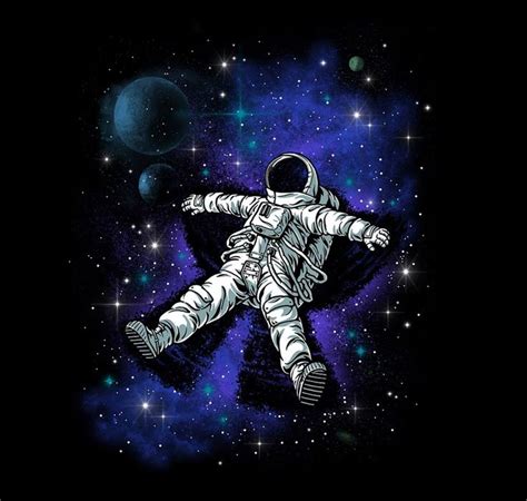 An Astronaut Floating In Space With The Moon And Stars Behind Him On A