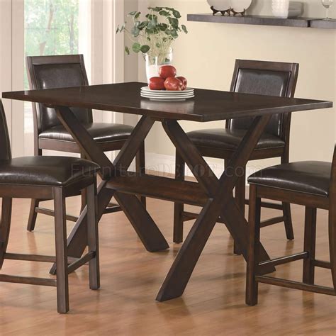 Modern counter height table base ideas. Rich Cappuccino Modern 5Pc Counter Height Dining Set w/X Base