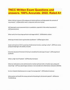 Tncc Written Exam Questions And Answers 100 Accurate 2022 Rated A