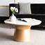 Safavieh Mila Modern Pedestal Coffee Table White Marble/Brass 