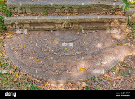Moonstone At Anuradhapura Cultural Sight In Sri Lanka Stock Photo Alamy