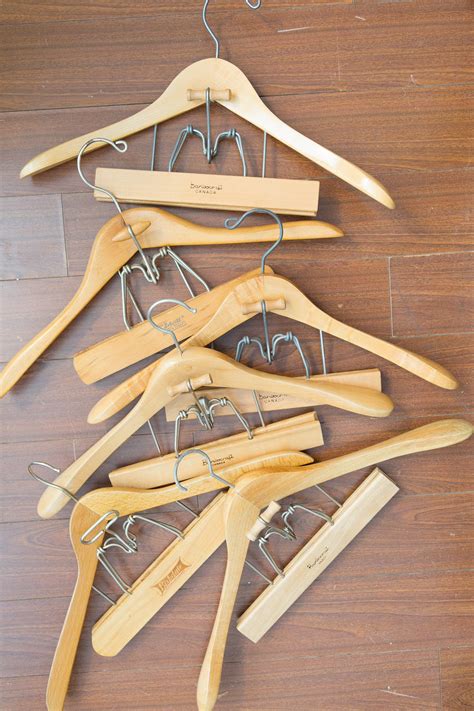 6 Wooden Fur Coat Hangers With Skirt Or Pant Clip Clamp Vintage