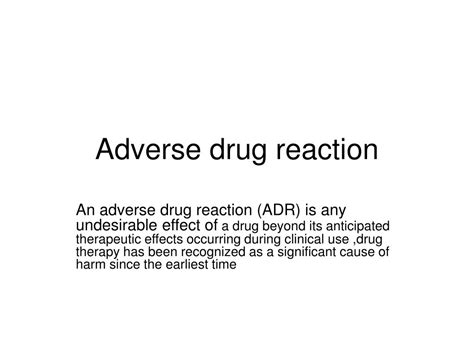 Ppt Adverse Drug Reaction Powerpoint Presentation Free Download Id