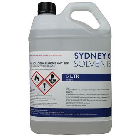Ethanol Denatured Alcohol 5 Litre Sydney Solvents