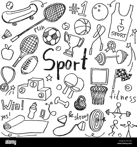 Set Of Hand Drawn Doodle Sport Icons Stock Vector Image And Art Alamy