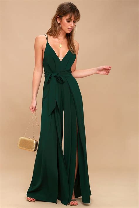 hype dream forest green backless wide leg jumpsuit in 2020 green wide leg jumpsuit classy