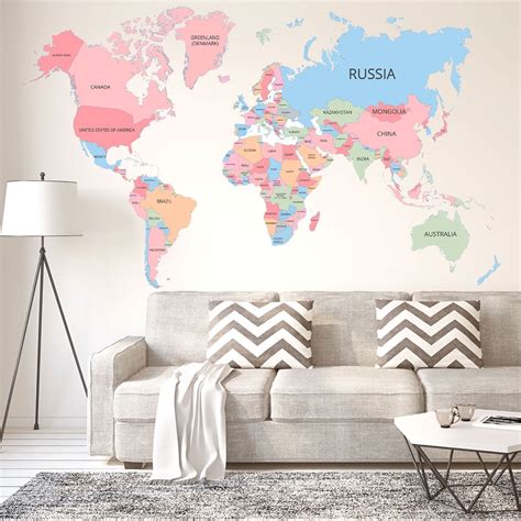 Unique Bargains World Map Pattern Wall Stickers Removable Art Decal For