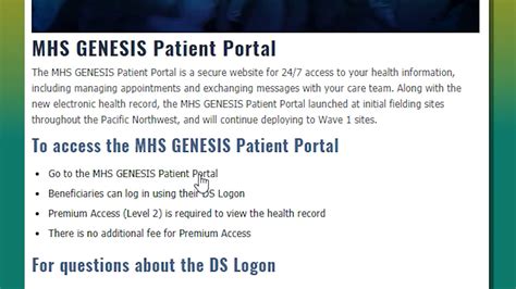 Register For Mhs Genesis Patient Portal Do You Use Tricare Online To