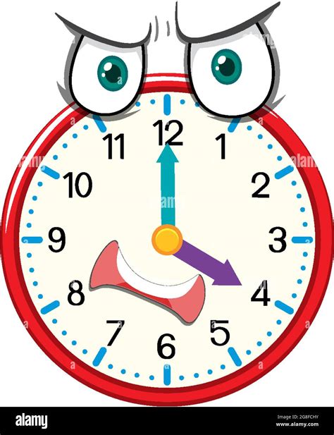Clock Cartoon Character With Facial Expression Illustration Stock