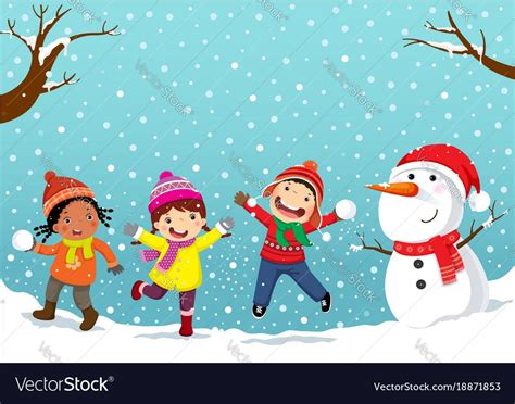 Winter Fun Happy Children Playing In The Snow Download A Free Preview