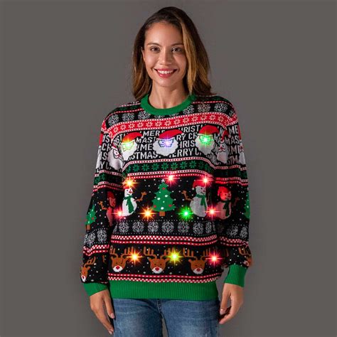 Festive Brights Couples Led Ugly Christmas Sweater