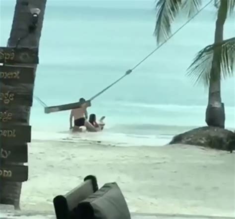 Watch Viral Video Of Bikini Clad Woman Falling Off Swing On Beach