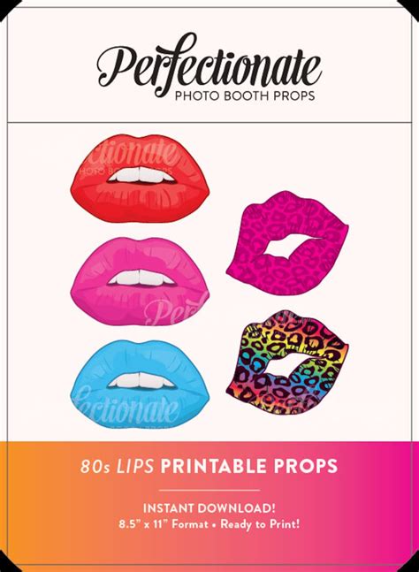 Printable 80s Lips Photo Booth Prop Printable 80s Props Instant