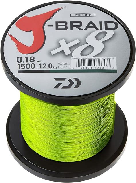Daiwa J Braid X8 1500m Chartreuse Braided Fishing Line Amazon Co Uk