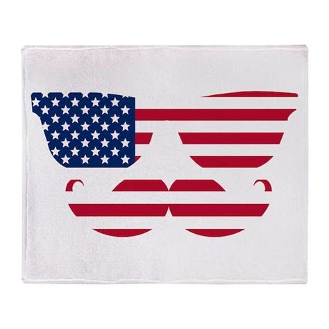 American Flag Mustache Face Arctic Fleece Throw Bl By Kwgdesigns
