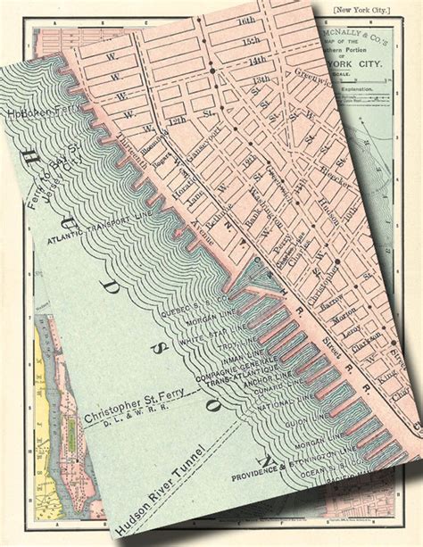 Map Of Southern Manhattan From 1895 A 600 Dpi File Digital Etsy