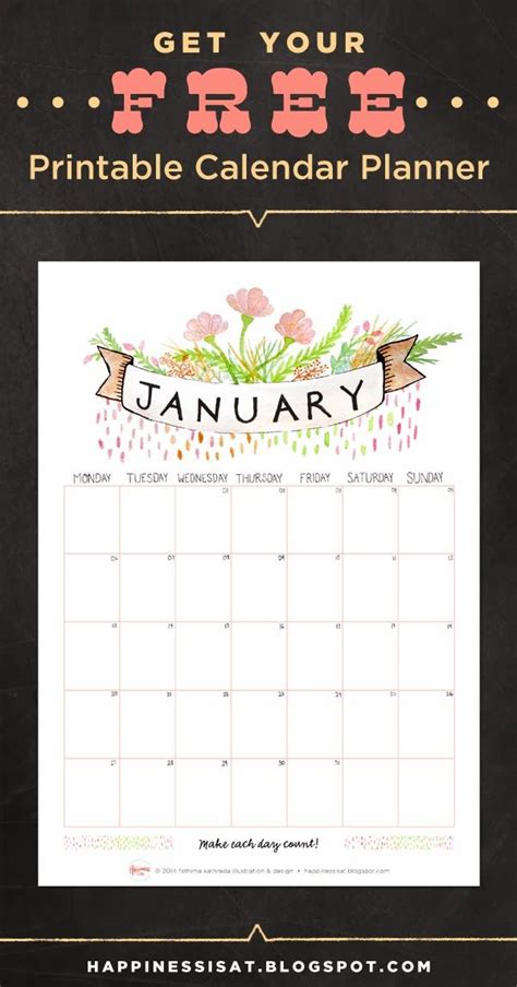 Happy New Year Free January Calendar Planner Printable By Happiness Is