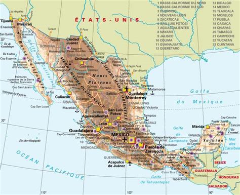 Carte Mexique Plan Géographique Arts Et Voyages