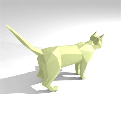 Printable Diy Template Pdf Cat Low Poly Paper Model Etsy