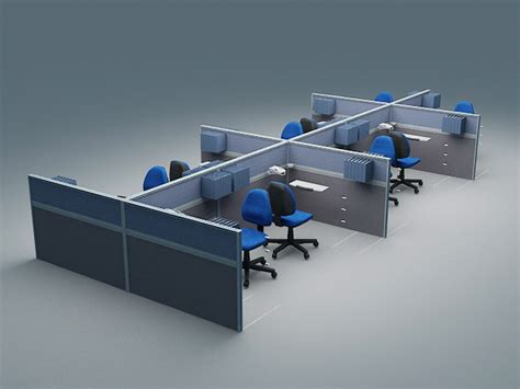 Office Cubicle Workstations 3d Model 3ds Max Files Free Download