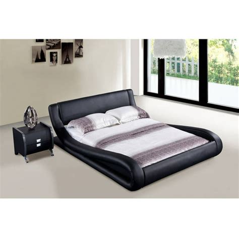 dona contemporary faux leather platform bed black eastern king
