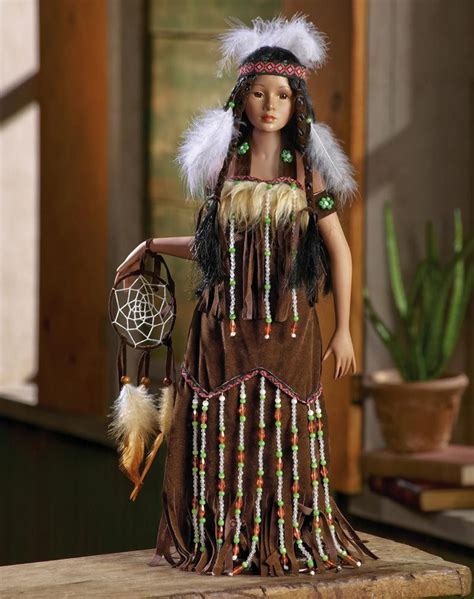 Native American Collector Doll Halona She Wears A Faux Buckskin Gown And Is Holding A Dream