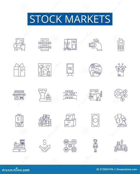 Stock Markets Line Icons Signs Set Design Collection Of Stocks