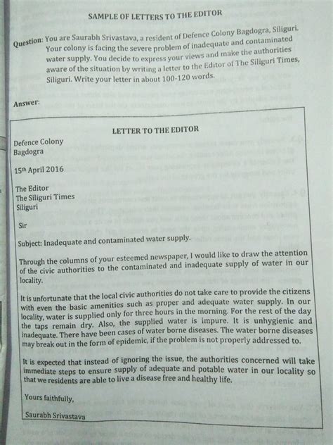 A letter to the editor is written to a newspaper or magazine to highlight social issues. Should thanking you be written in the editor letter according to the CBSE 2018-19 pattern in ...