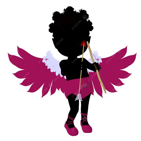 Little African American Cupid Girl Silhouette African American