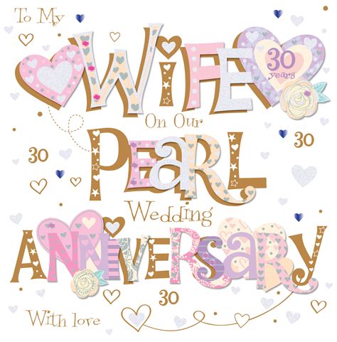 Wife Pearl 30th Wedding Anniversary Greeting Card Cards Love Kates