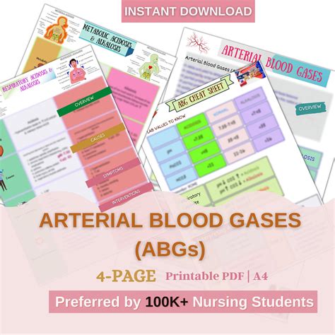 Arterial Blood Gases Abgs Abg Nursing Abg Interpretation Etsy Uk